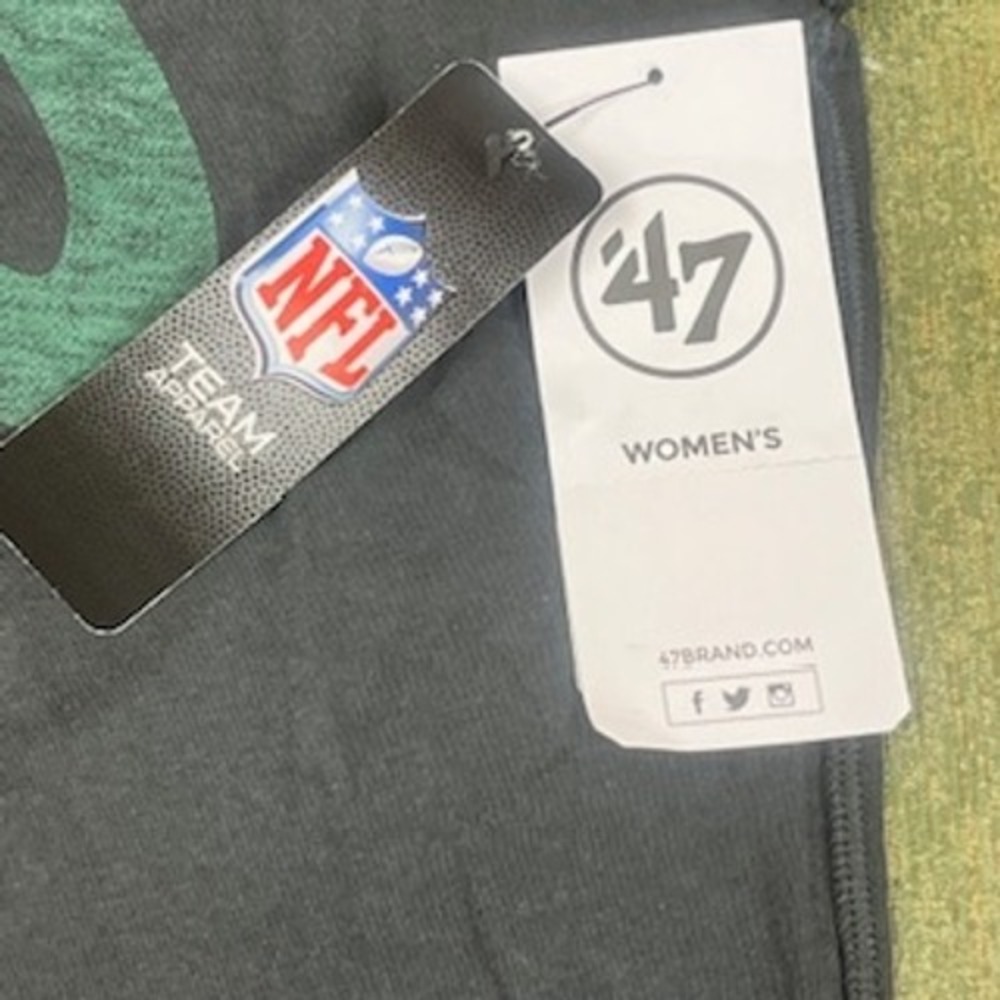 New York Jets 47 Brand NFL Womens Medium T-Shirt Flint Black Cotton Short Sleeve - Picture 4 of 10